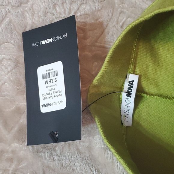 Fashion Nova Above Average Skinny Pant 33- Chartreuse - Picture 7 of 8
